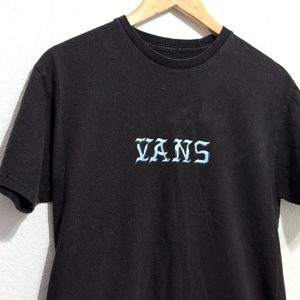 Vans Black T-Shirt with Bone and Floral Daisy Design Gender Neutral size Medium - Picture 5 of 16